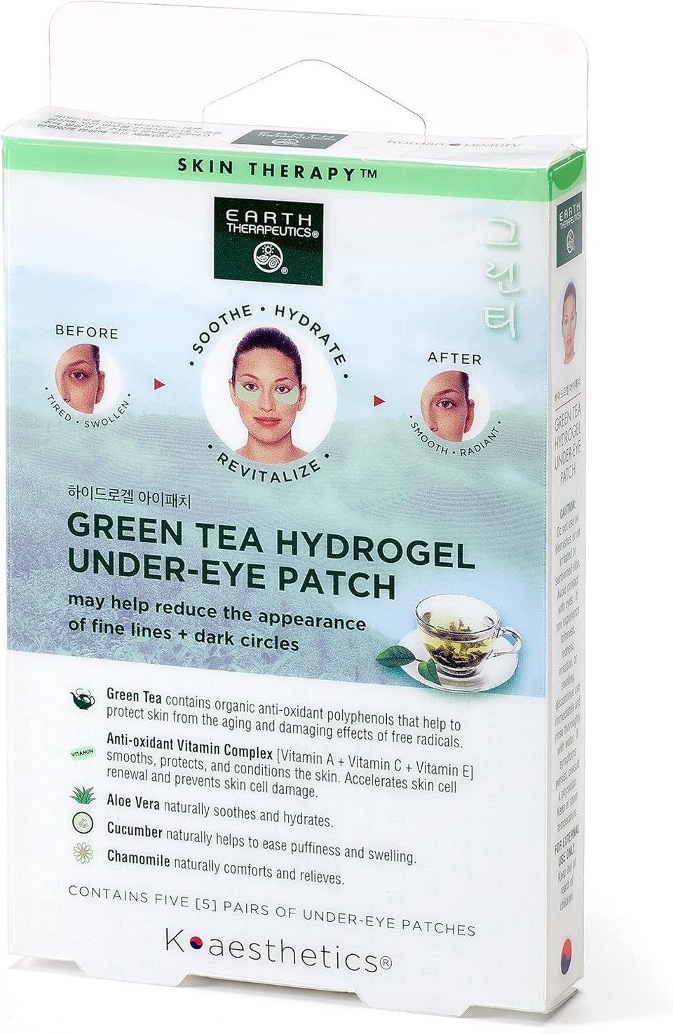 Earth Therapeutics Hydrogel Under-Eye Recovery Patch -  Reduce Wrinkles, Puffy Eyes, Dark Circles  Revitalize & Refresh Your Skin - 5 Pairs (10 Patches)