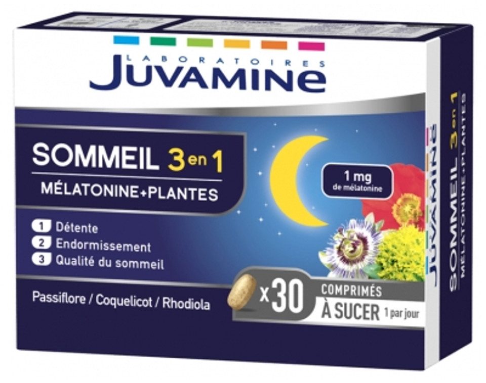 Juvamine Sleep 3In1 Melatonin + Plants 30 Sucking Tablets
