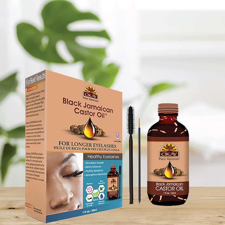 Okay Pure Naturals | Black Jamaican Castor Oil Longer Eyelashes | Nourishes, Moisturizes & Stimulates Growth | Promotes Thick Eyelashes | Helps Enhance Eyelashes To Maximum Growth | 1Oz Okay Pure Naturals | Black Jamaican Castor Oil Longer Eyelashes | Nourishes, Moisturizes & Stimulates Growth | Promotes Thick Eyelashes | Helps Enhance Eyelashes To Maximum Growth | 1Oz