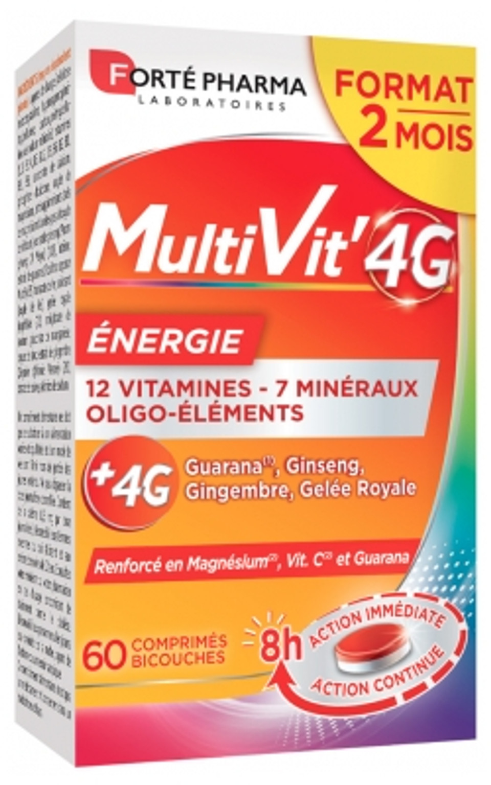 Fortã© Pharma Multivit'4G Energy 60 Two-Layer Tablets