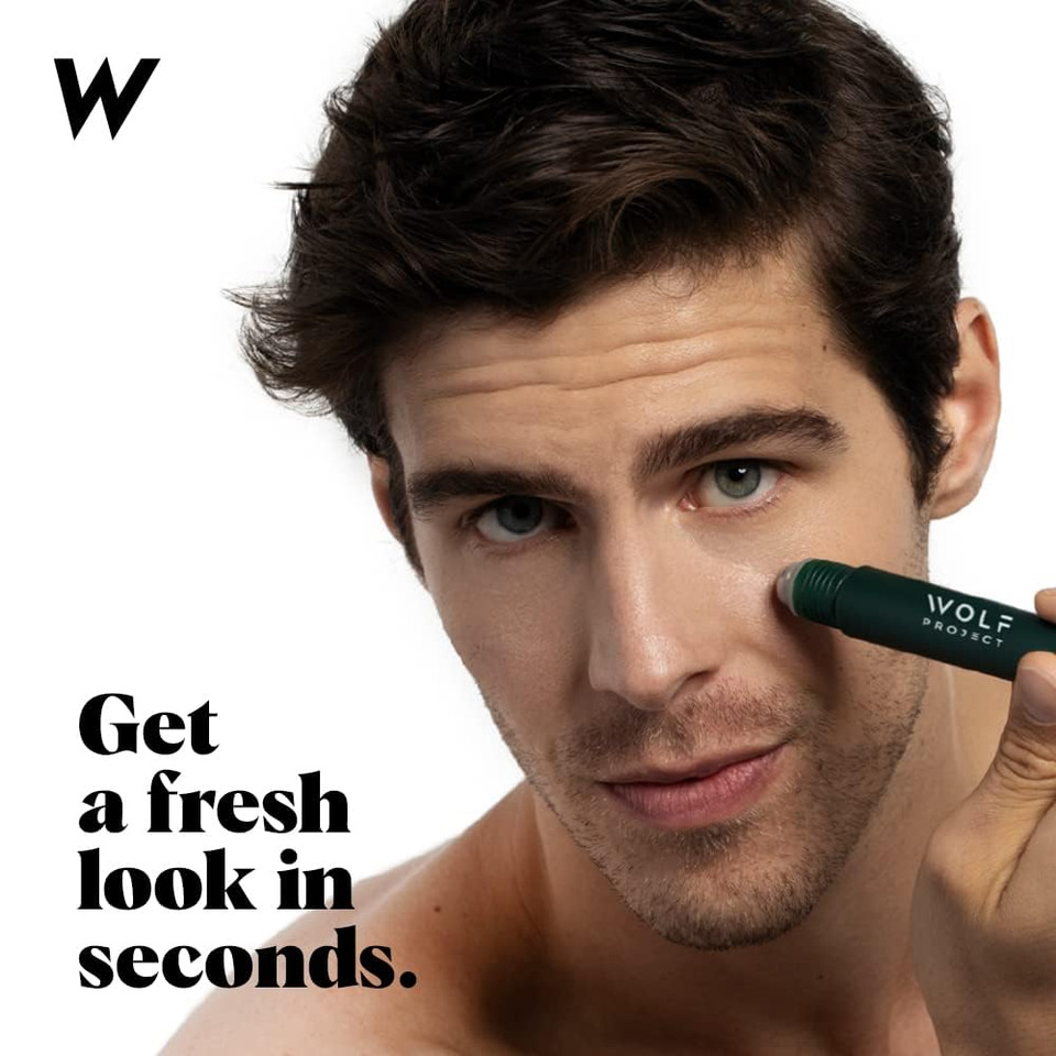 Wolf Project Under Eye Roller With Caffeine, Vitamin C And Peptides - Energizing Serum For Dark Circles And Puffiness, Fine Lines, Wrinkles - Gel-Based Brightening Cream