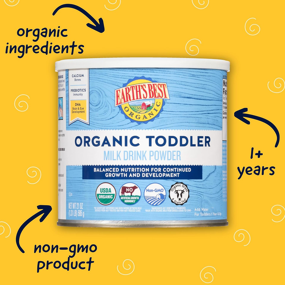 Earth'S Best Organic Milk Drink Powder Toddler Formula, 21 Oz Canister