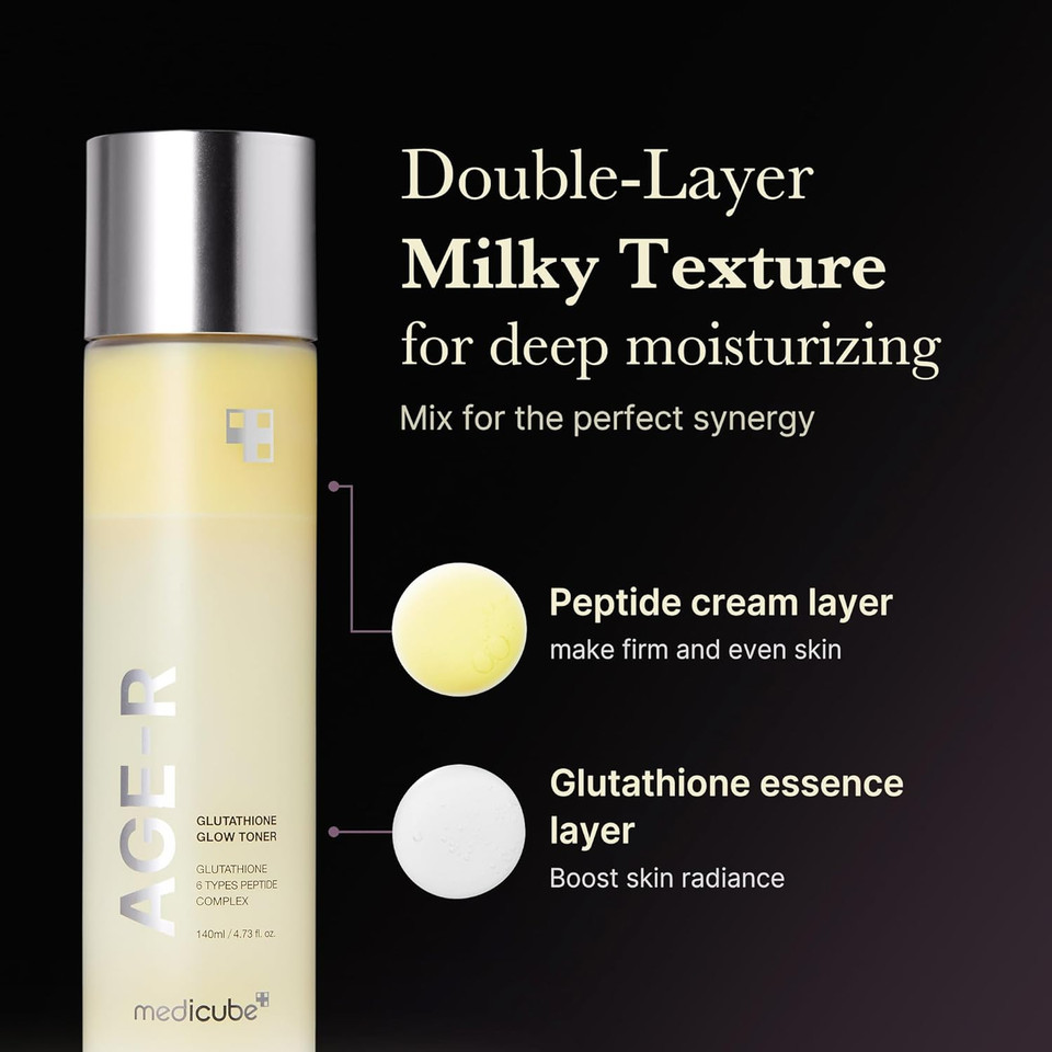 Medicube Glow Booster Duo: Age-R Glutathione Glow Milky Toner And Collagen Jelly Cream (110Ml)