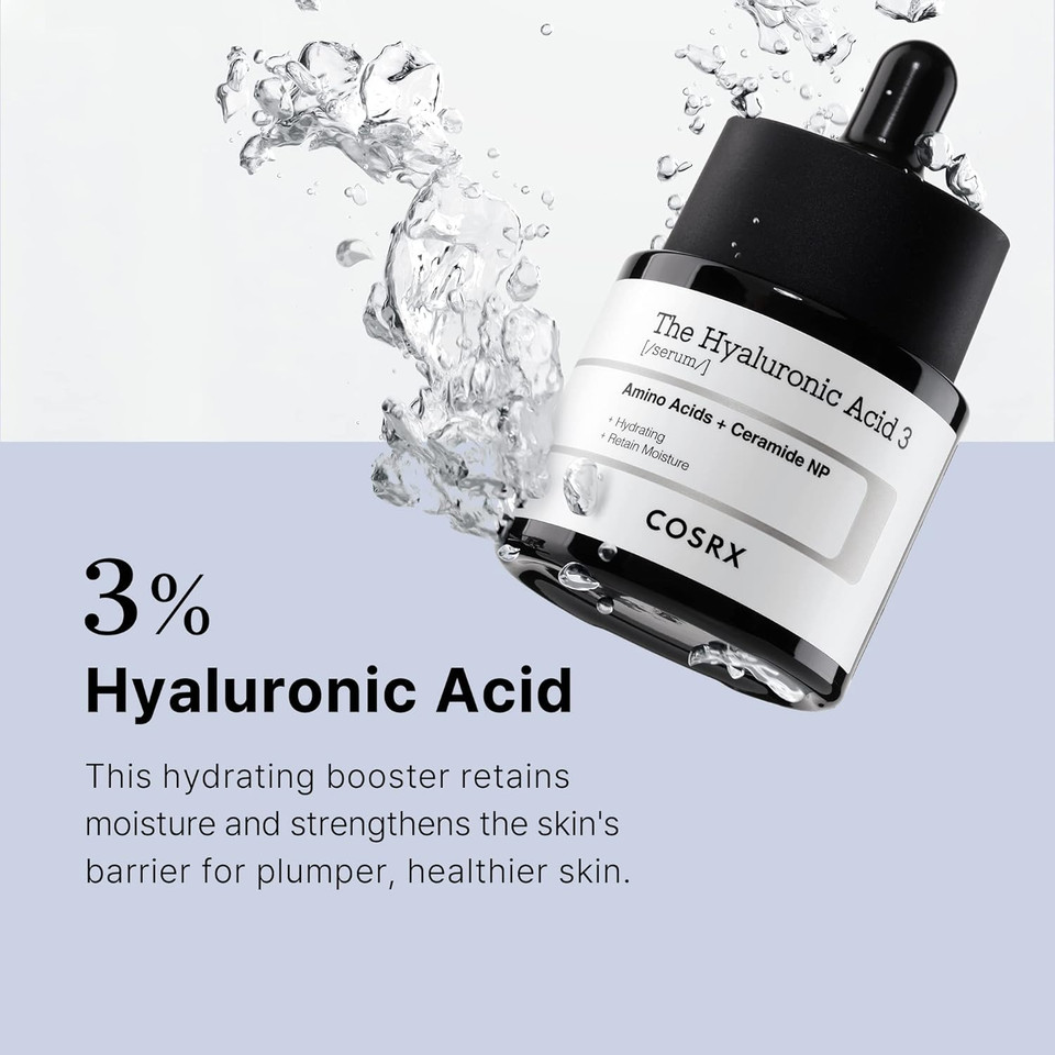 Cosrx Pure Sodium Hyaluronic Acid 3% Serum, Hydration & Moisture Boosting Facial Serum For Fine Lines & Wrinkles, Plump & Repair Dry Skin, 0.67Fl.Oz/20Ml, No Artificial Fragrance, Korean Skin Care