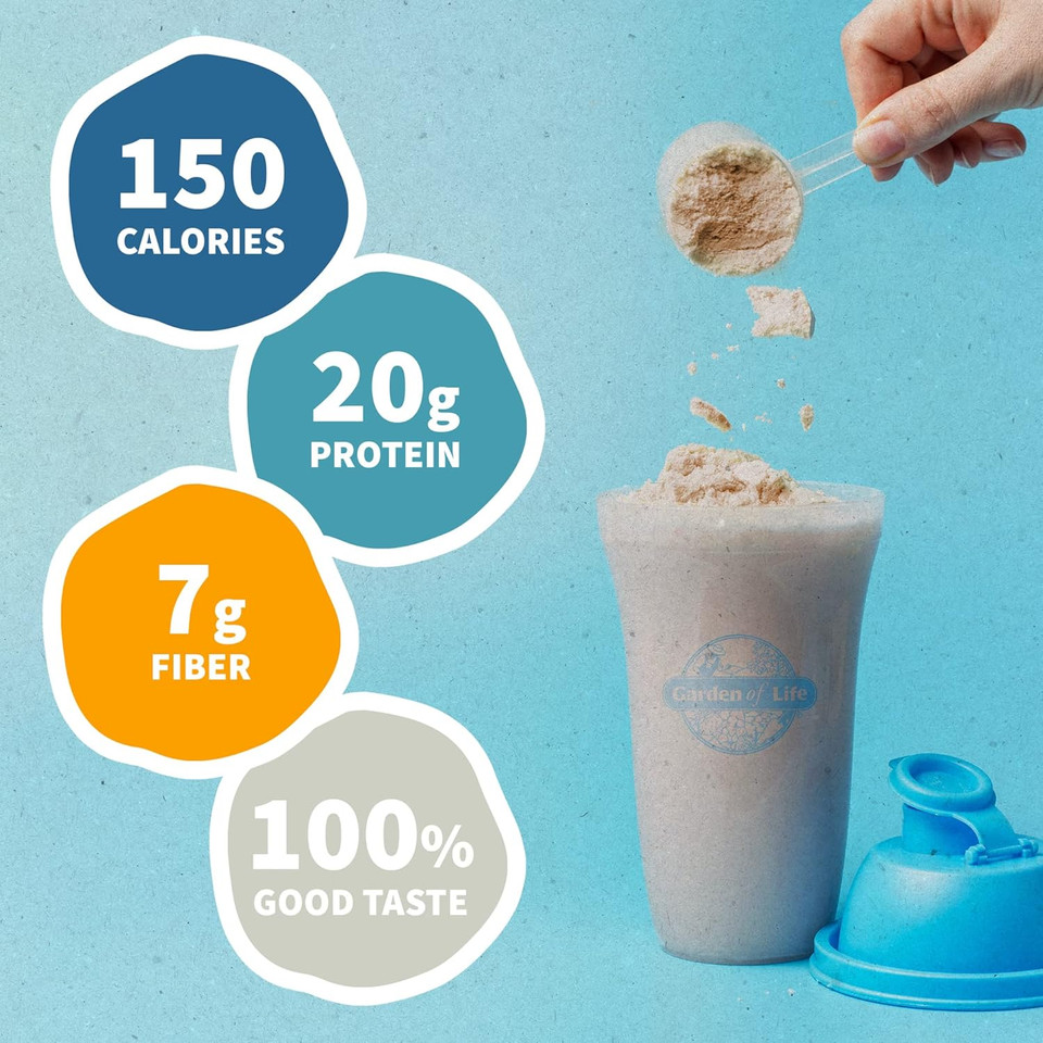 Garden Of Life Meal Replacement Shakes, Vegan Protein Powder, Raw Organic Protein Powder, Vanilla Chai Protein Powder With Plant Based Pea Protein, Sprouts, Greens, Probiotics, Dairy Free 14 Servings