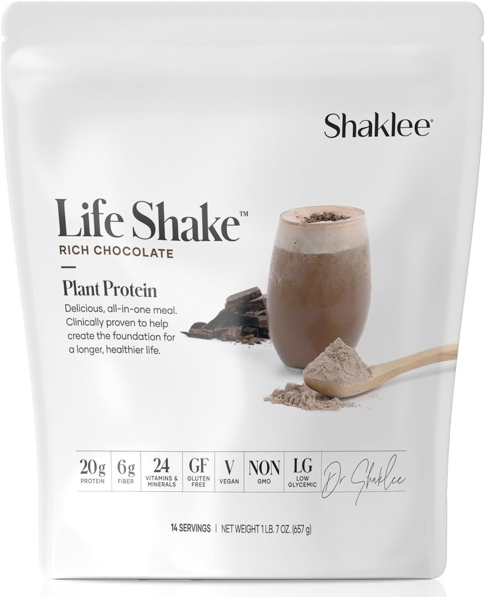 Shaklee Life Shakeâ Plant Protein Rich Chocolate - Complete Meal Replacement With 20G Protein, 6G Fiber, 24 Vitamins & Minerals - Supports Satiety & Healthy Weight - Non-Gmo - 14 Servings
