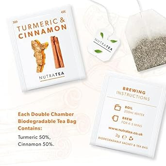 Nutra Tea - Turmeric & Cinnamon Tea - 20 Tea Bags - Herbal Tea