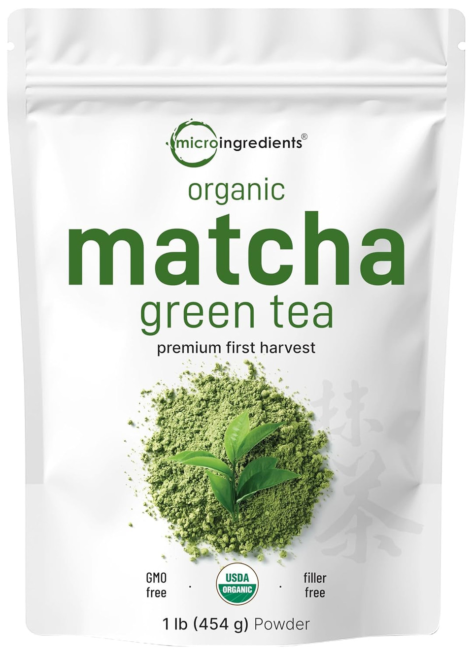 Micro Ingredients Matcha Green Tea Powder 1Lb & Moringa Powder Bundle 2 Pack | Culinary Grade, First Harvest | Raw Superfood