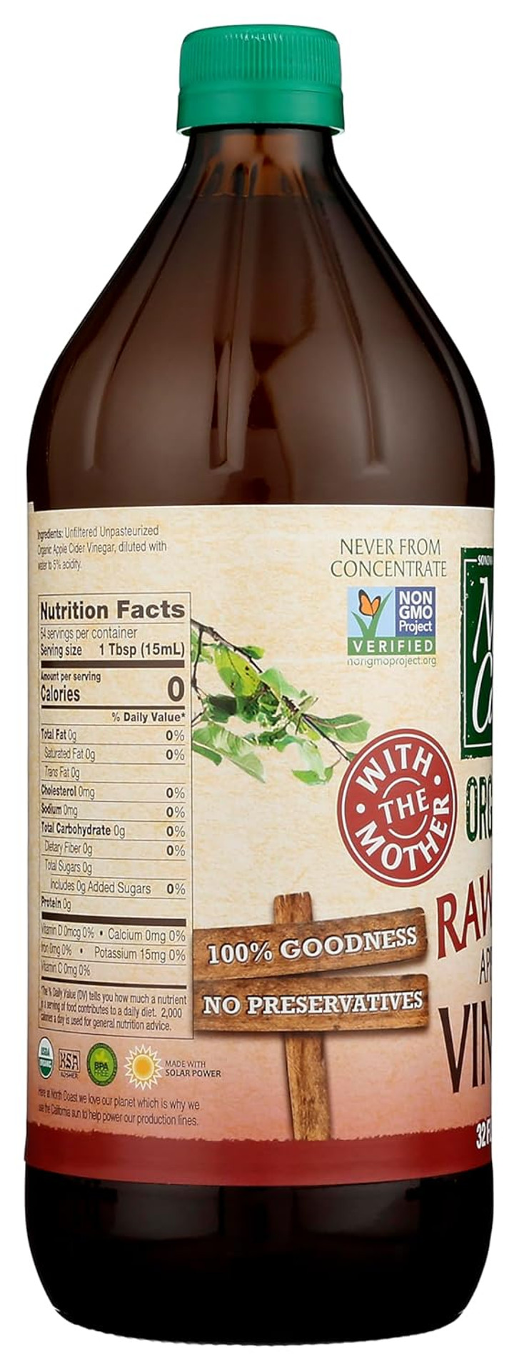 North Coast Organic Raw Unfiltered Apple Cider Vinegar, 32 Fz