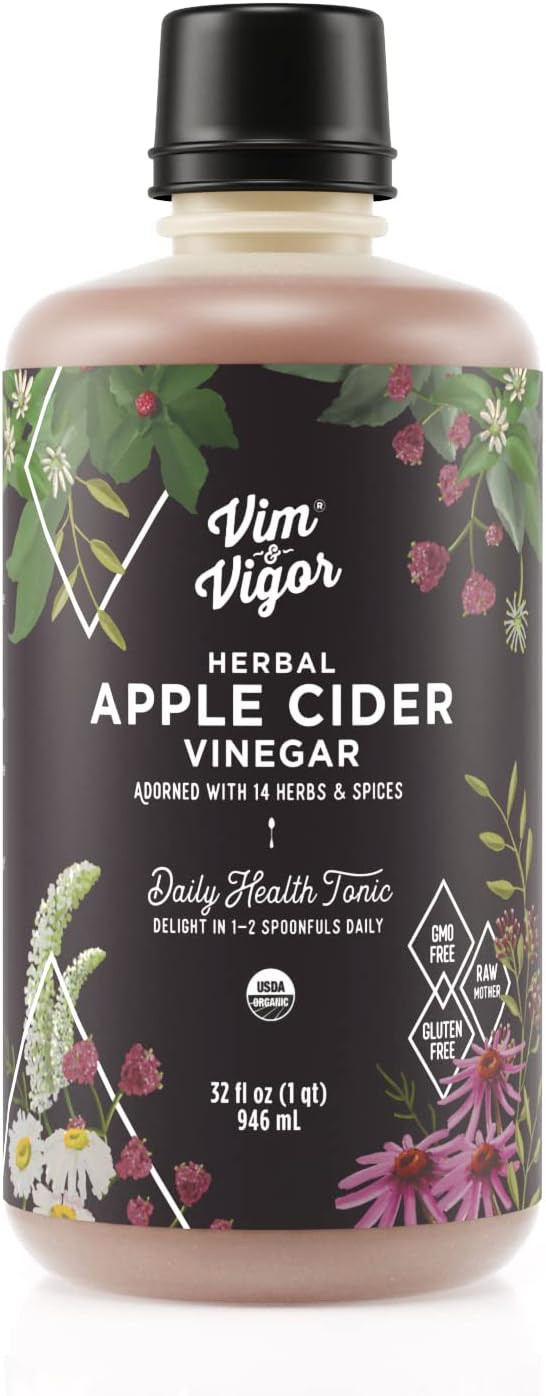 Tonic, Vim & Vigor, 32 Shots, Apple Cider Vinegar, 14 Herbs, Vegan, Whole, Organic, Paleo, Keto, Whole 30, Usa Made