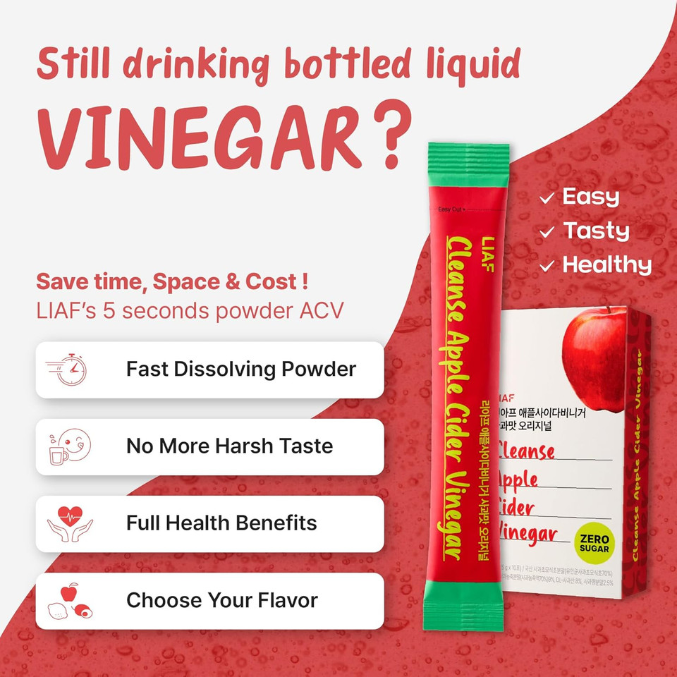 Liaf Apple Cider Vinegar Powder | Apple | 10 Individual Apple Cider Packets Acv Sugar Free Electrolytes Powder Packets Vinagre De Manzana Morning Kick