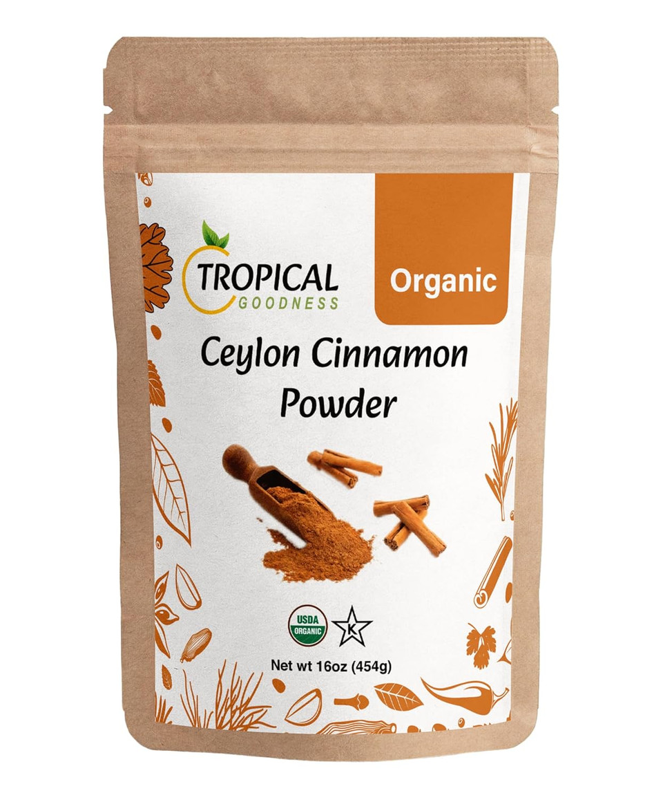 Tropical Goodness Organic Ceylon Cinnamon Powder 16Oz/1Lb, Authentic Tropical Flavour, Usda & Kosher Certified, Non-Gmo, Gluten-Free