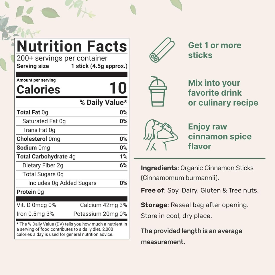 Micro Ingredients Organic Cinnamon Sticks Whole, 2Lbs (200+ Sticks) | 2 ¾ Stick Size | Raw Cinnamon Spice Flavor & Aroma | Great For Tea, Desserts Or Cooking | Non-Gmo, Vegan Friendly, Bulk Supply