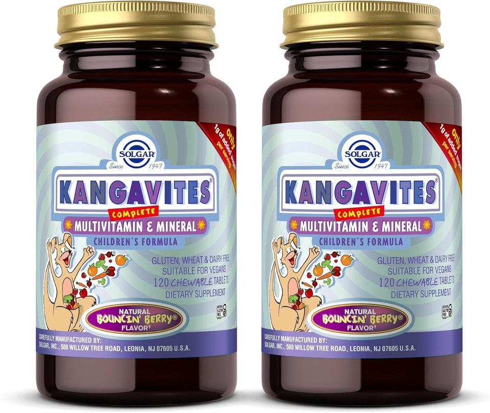 Solgar Kangavites, Bouncinâ Berry Flavor - 120 Chewable Tablets, Pack Of 2 - Complete Multivitamin & Mineral Formula For Children - Vegan, Gluten Free