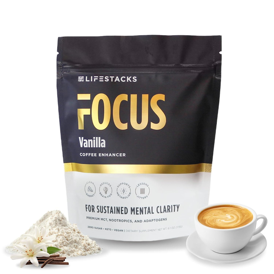 Lifestacks Focus Coffee Creamer For Energy & Clarity - Mct Powder + Nootropics + Adaptogens - Boost Productivity Without Jitters Or Crash - Keto, Vegan, 0 Sugar - With Taurine, L-Tyrosine, Rhodiola Lifestacks Focus Coffee Creamer For Energy & Clarity - Mct Powder + Nootropics + Adaptogens - Boost Productivity Without Jitters Or Crash - Keto, Vegan, 0 Sugar - With Taurine, L-Tyrosine, Rhodiola