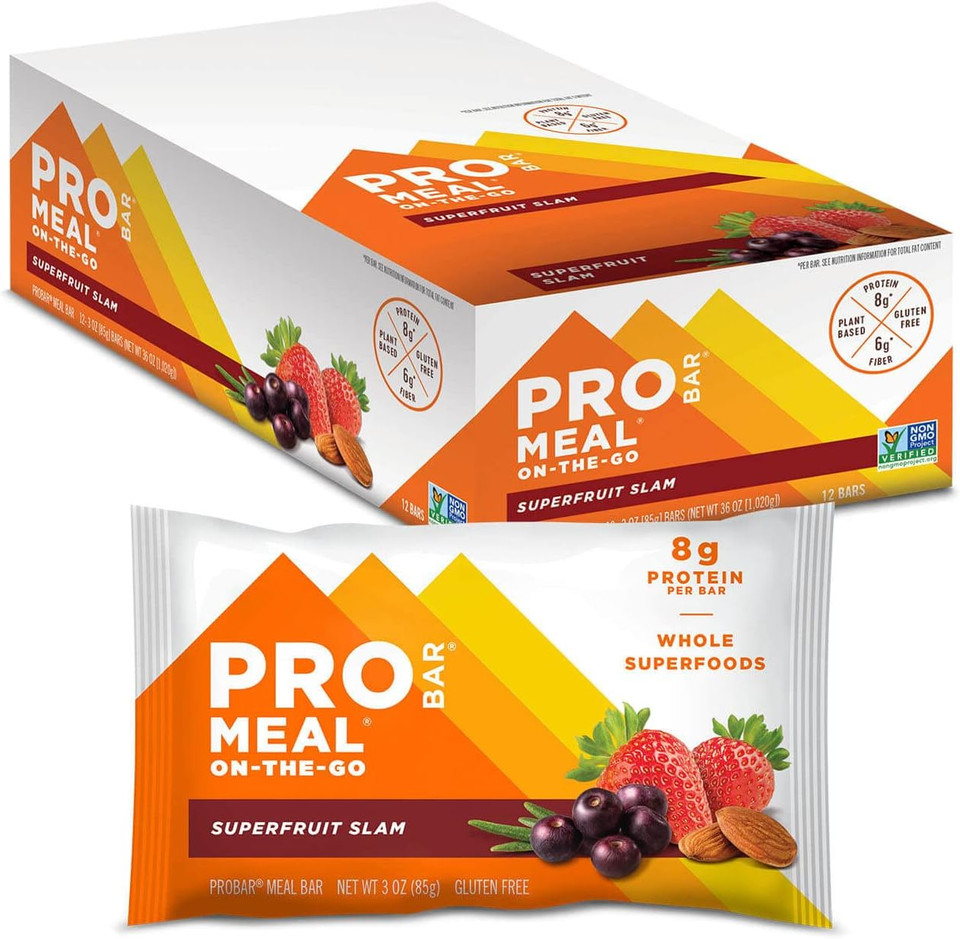 Probar - Meal Bar, Superfruit Slam, Non-Gmo, Gluten-Free, Healthy, Plant-Based, Whole-Food Ingredients, Natural Energy (12 Count)