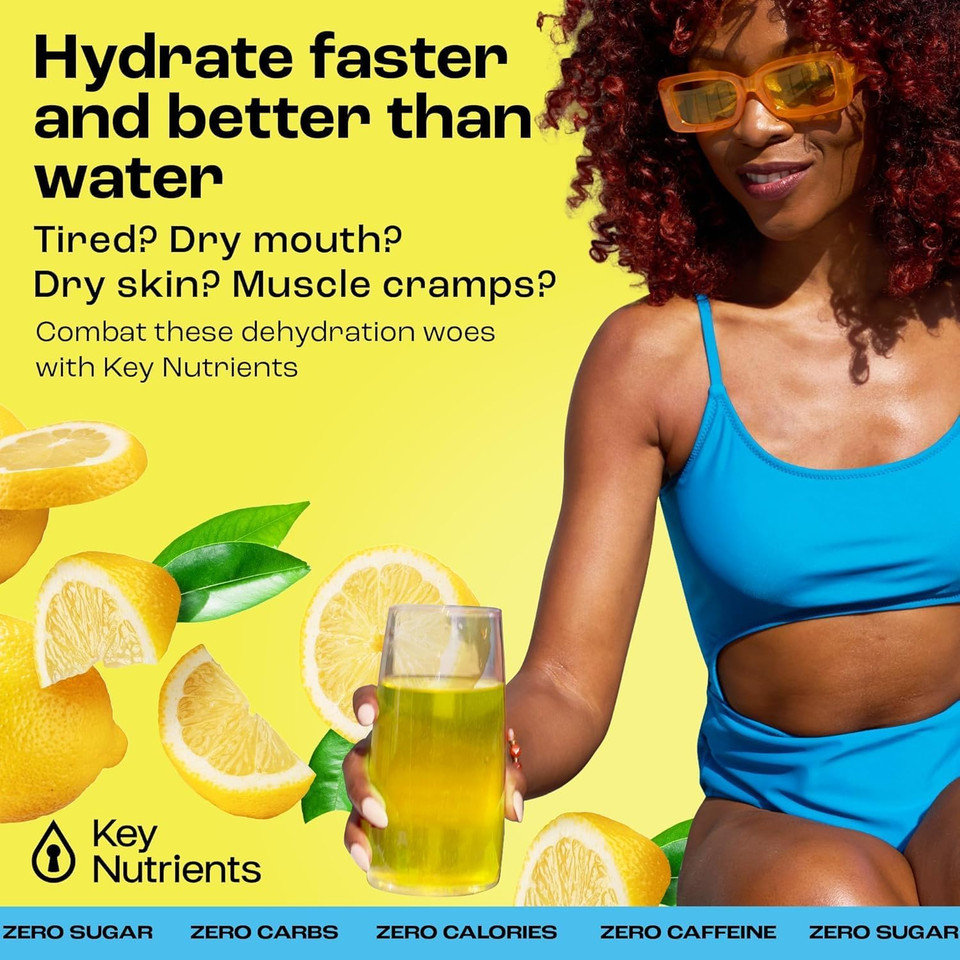 Key Nutrients Multivitamin Electrolytes Powder No Sugar - Refreshing Lemonade Electrolyte Powder - Sodium & Energy Supplement - Hydration Powder - No Calories - 90 Servings - Made In Usa