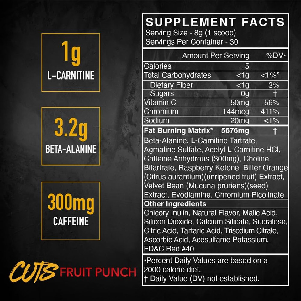 Blackmarket Cuts Pre Workout - Flavored Energy Powdered Drink Mix For Men & Women, Great For Muscle Definition, Thermogenic, Creatine Free, (Peach Ring, 30 Servings)