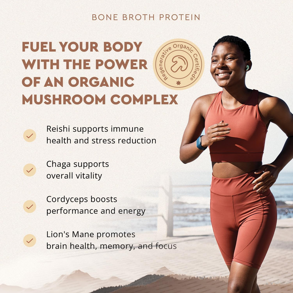 Ancestral Supplements Grass Fed Protein Powder, Vanilla, Beef Bone Broth Based With Beef Organs & Organic Mushrooms, Gut Health Support, High Protein Supplement, 20G Protein Per Serving, 30 Day Supply