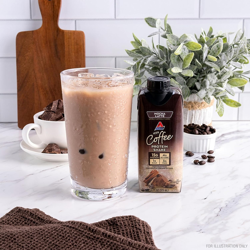 Atkins Mocha Latte Iced Coffee Protein Shake, 15G Protein, Low Glycemic, 4G Net Carb, 1G Sugar, Keto Friendly