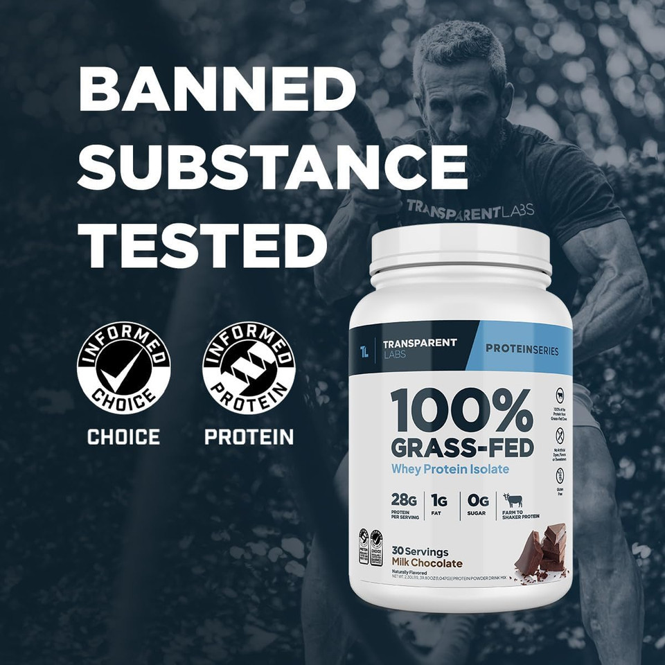 Transparent Labs Grass-Fed Whey Protein Isolate - Naturally Flavored, Gluten Free Whey Protein Powder With 28G Of Protein Per Serving & 9 Amino Acids - 30 Servings, Oatmeal Chocolate Chip Cookie