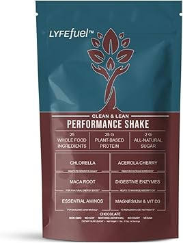 Lyfefuel Vegan Protein Shake Plant-Based Protein Powder With Bcaa, Greens & Superfoods For Sports Performance, Recovery & Lean Muscle Building | (Chocolate, 24 Servings)