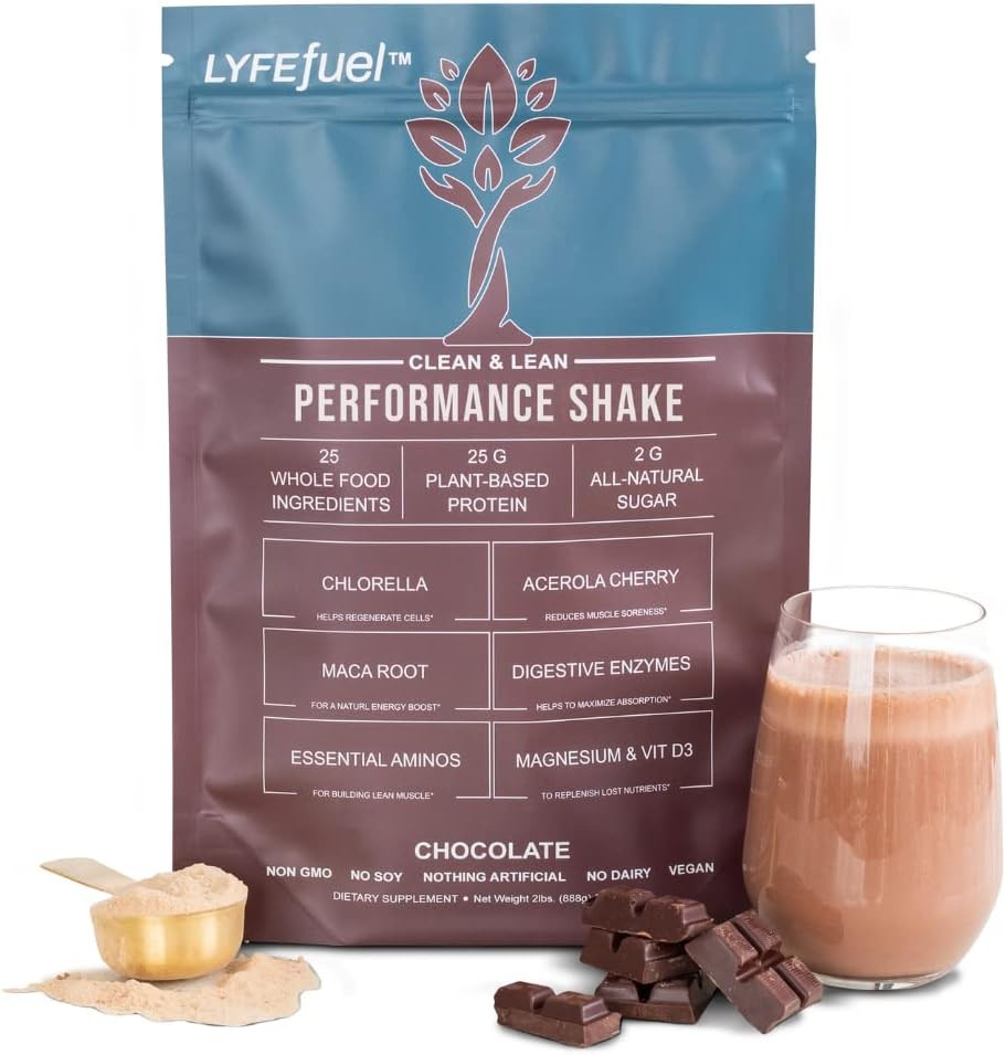 Lyfefuel Vegan Protein Shake Plant-Based Protein Powder With Bcaa, Greens & Superfoods For Sports Performance, Recovery & Lean Muscle Building | (Chocolate, 24 Servings)