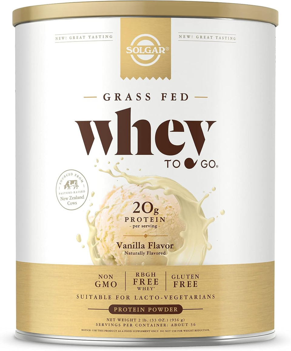 Solgar Grass Fed Whey To Go Protein Powder Vanilla, 2 Lb - 20G Of Grass-Fed Protein From New Zealand Cows - Great Tasting & Mixes Easily - Supports Strength & Recovery -, 36 Servings Solgar Grass Fed Whey To Go Protein Powder Vanilla, 2 Lb - 20G Of Grass-Fed Protein From New Zealand Cows - Great Tasting & Mixes Easily - Supports Strength & Recovery -, 36 Servings