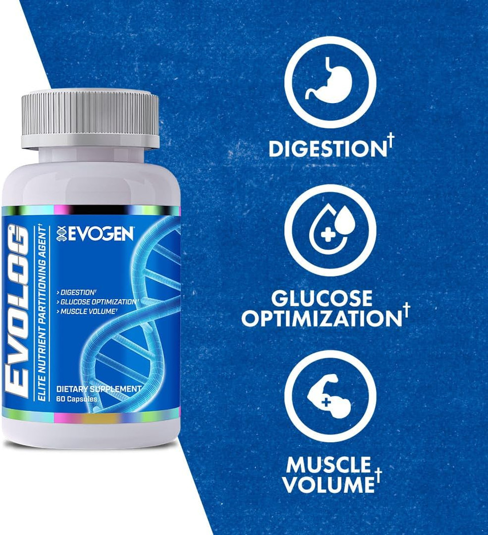 Evogen Evolog - Elite Nutrient Partitioning Agent | Mass Gainer & Weight Gainer For Women & Men | Supports Digestion, Glucose Optimization, Muscle Volume | 60 Capsules