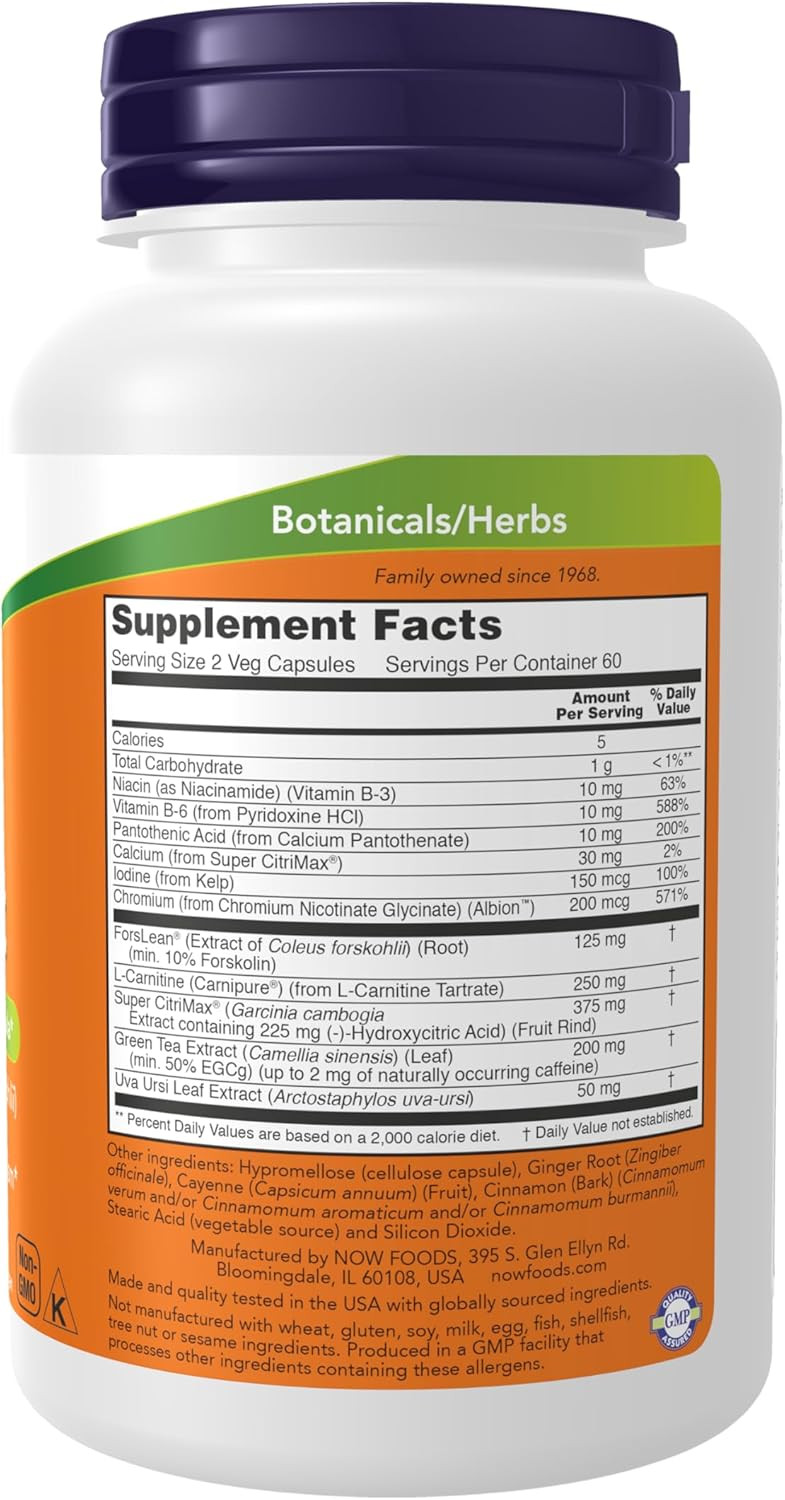 Now Foods Supplements, Diet Support With Forsleanâ® (Coleus Forskohlii), 120 Veg Capsules