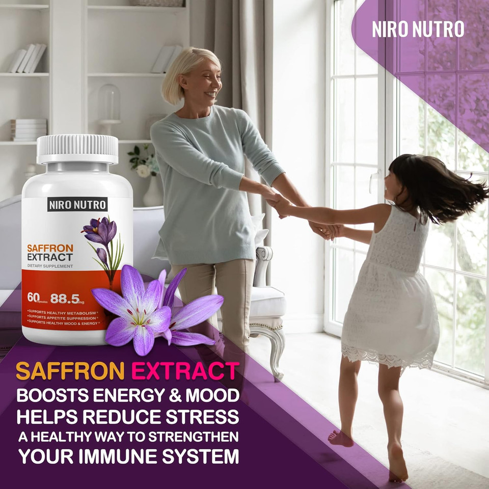 Saffron Supplements, Organic Saffron Extract Capsules For Eyes & Heart Health, Appetite Suppressant For Weight Loss Women, Supports Immune System, Metabolism Booster, NonâGmo