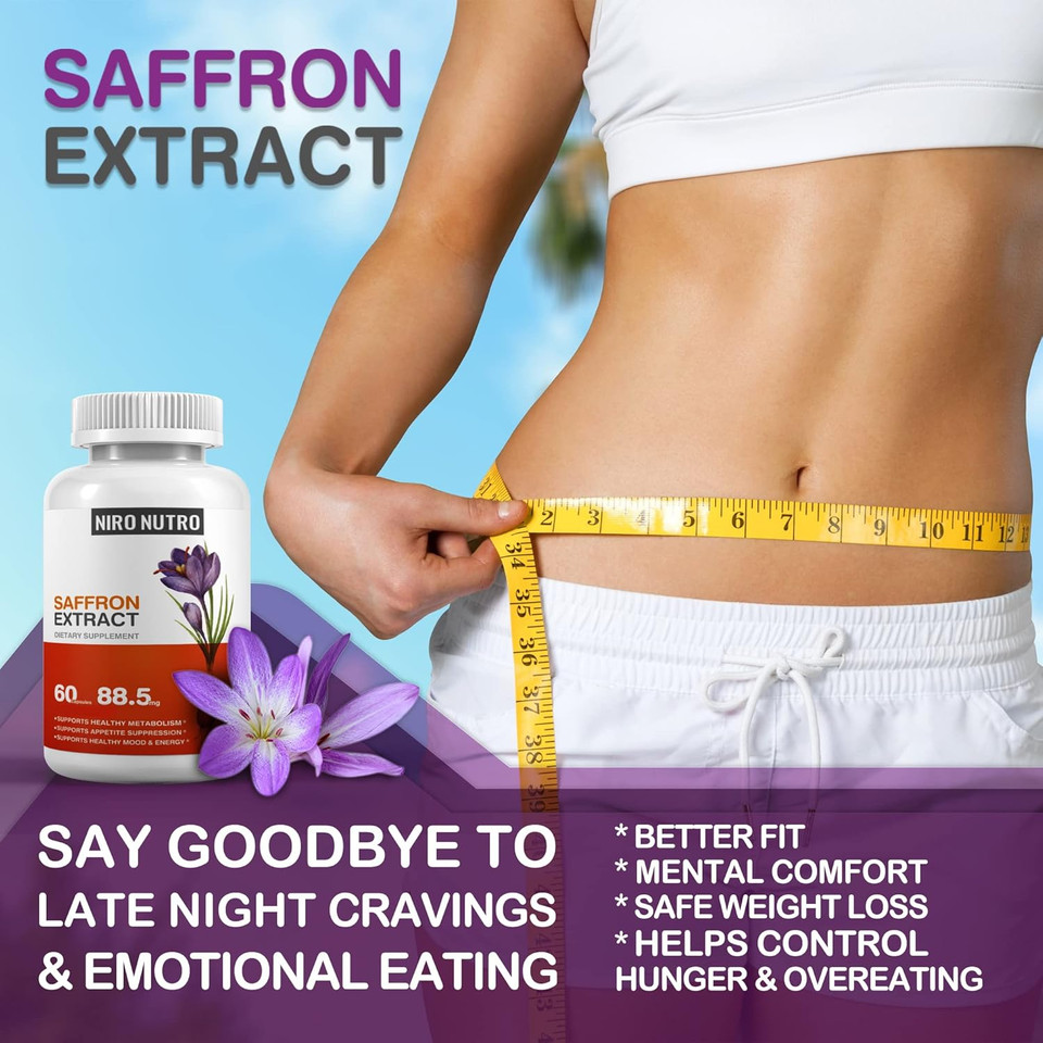 Saffron Supplements, Organic Saffron Extract Capsules For Eyes & Heart Health, Appetite Suppressant For Weight Loss Women, Supports Immune System, Metabolism Booster, NonâGmo