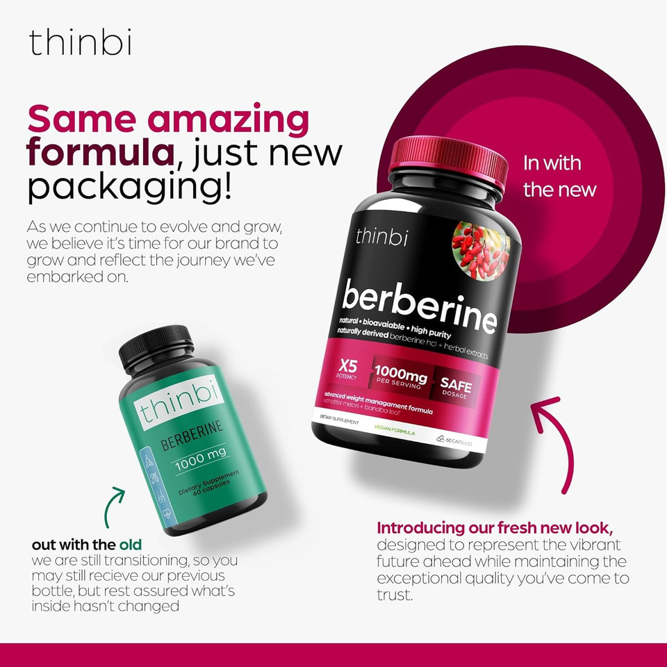 Berberine Supplement 1000Mg Potent Botanical Capsules For Weight Management With Bitter Melon And Banaba Leaf - Hcl From Barberry Extract- 30 Servings