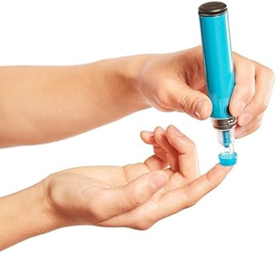 Genteel Plus | No Prick Pain Vacuum Lancing Device For Diabetes Testing - Blood Sugar, Glucose, Ketone, And Dna Home Tests (Butterfly Blue)