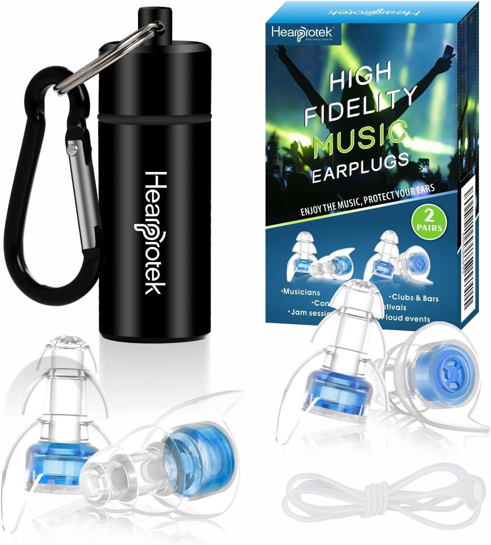 Hearprotek Concert Ear Plugs, 2Pairs Reusable High Fidelity Musician Ear Plugs For Concerts Loud Music-Noise Reduction Ear Protection Earplugs For Rave,Festival,Music,Tinnitus Relief