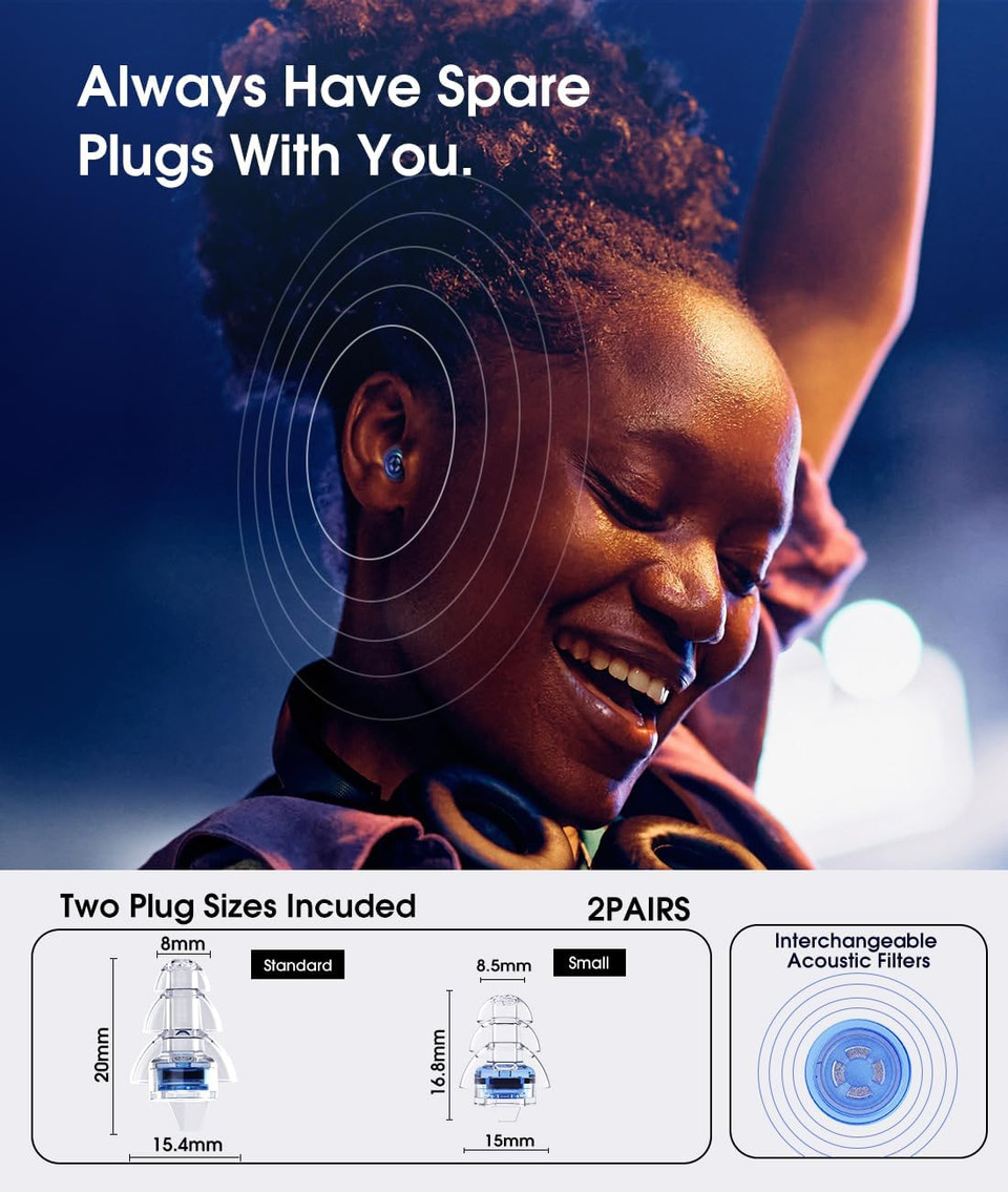 Hearprotek Concert Ear Plugs, 2Pairs Reusable High Fidelity Musician Ear Plugs For Concerts Loud Music-Noise Reduction Ear Protection Earplugs For Rave,Festival,Music,Tinnitus Relief