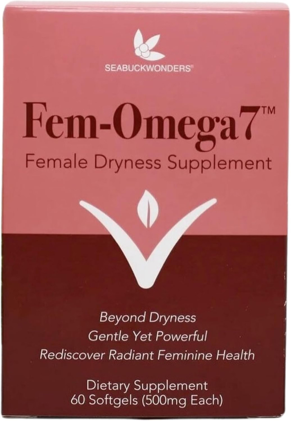 Organic Fem-Omega7 Supplement, Vaginal Moisturizer Supporting Female Dryness, 60 Count Softgels
