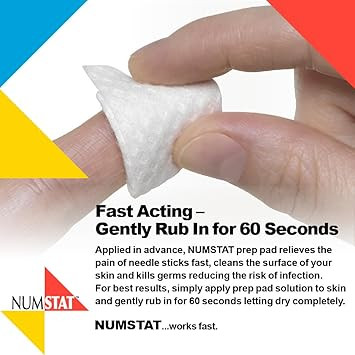 Antiseptic Numbing Wipes For Needle Pain Relief, 2-In-1 Formula With Benzocaine, Isopropyl Alcohol And Menthol - 30 Prep Pads