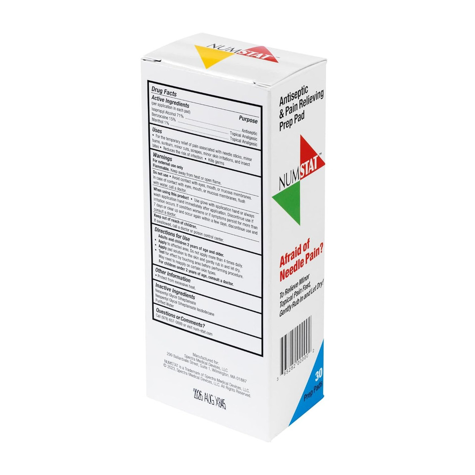 Antiseptic Numbing Wipes For Needle Pain Relief, 2-In-1 Formula With Benzocaine, Isopropyl Alcohol And Menthol - 30 Prep Pads