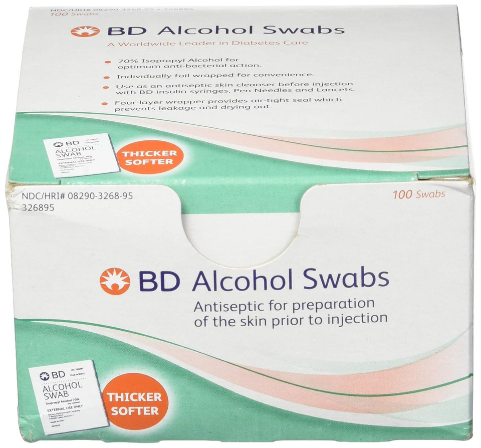 Bd Alcohol Swabs 100 Each White