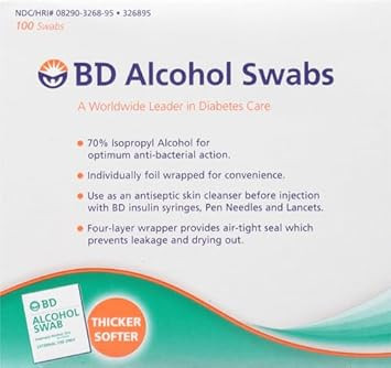 Bd Alcohol Swabs 100 Each White