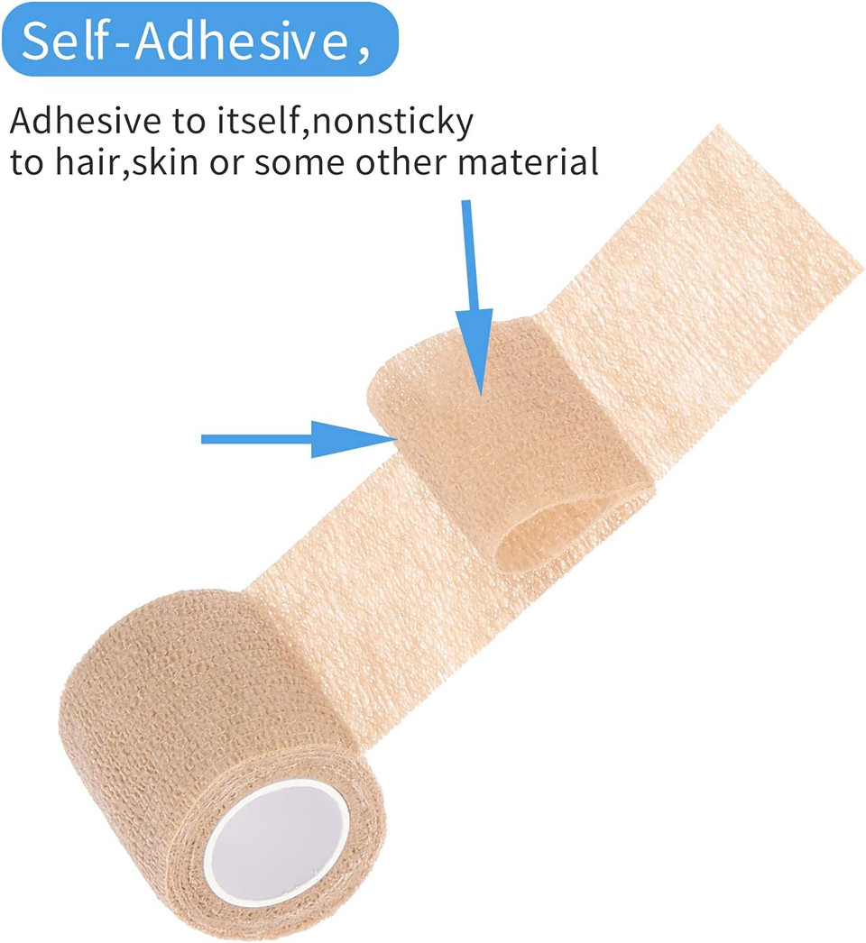 Self Adhesive Bandage Wrap  6Pcs Medical Tape Vet Wrap Rolls  5 Yards Non-Woven Cohesive Bandage  Highly Breathable First Aid Medical Tape  Ideal For Strains, Compression