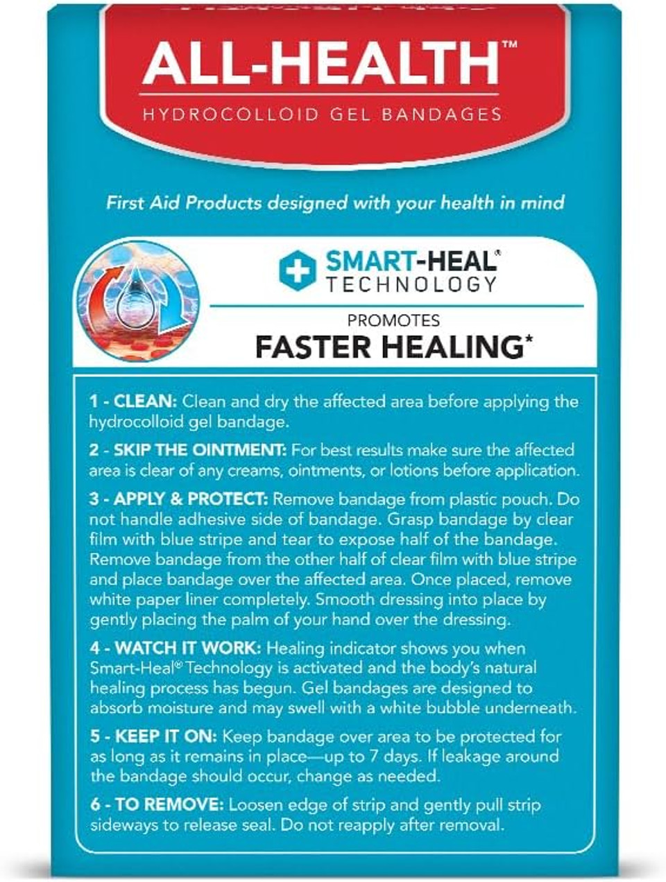 All Health Advanced Fast Healing Hydrocolloid Gel Bandages, Assorted Sizes, 12 Ct | 2X Faster Healing For First Aid Blisters Or Wound Care