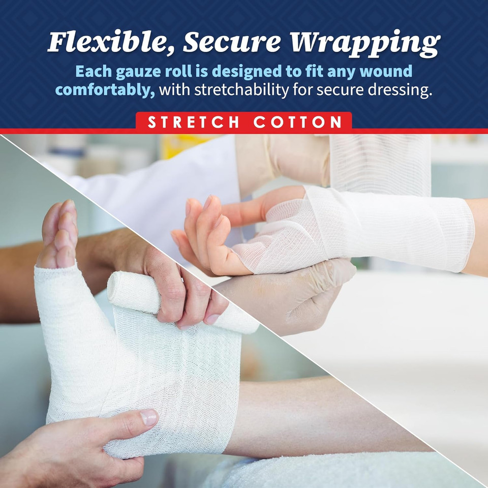 Gauze Bandage Rolls - (36 Pack) 3 In X 4.1 Yards Per Roll Of Medical Grade Gauze Bandage And Stretch Bandage Wrapping For Dressing All Types Of Wounds And First Aid Kit By Medca, (3-Inch, 36 Pcs)