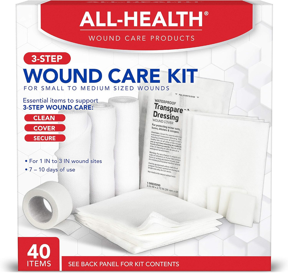 All Health Wound Care Kit, 40 Items | For Small To Medium Sized Wounds