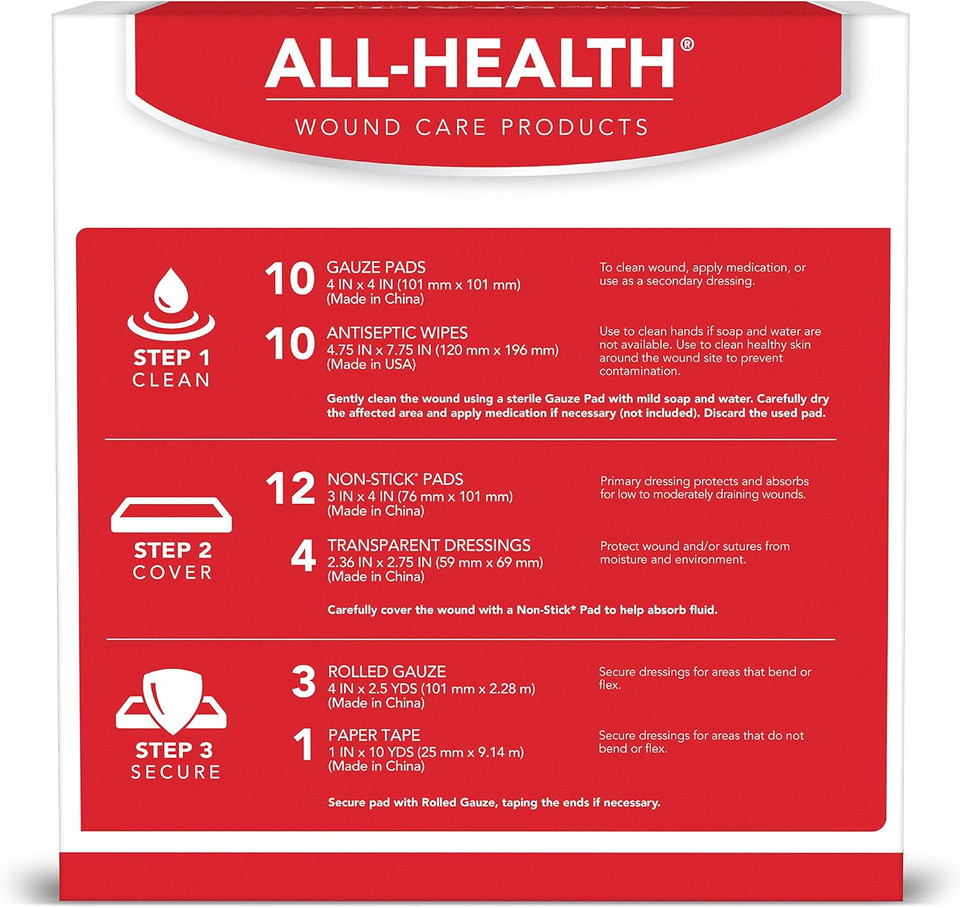 All Health Wound Care Kit, 40 Items | For Small To Medium Sized Wounds