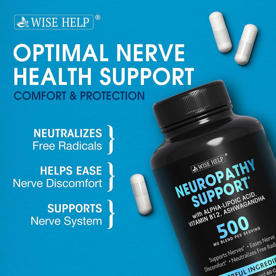 Neuropathy Support Natural Nerve Discomfort Relief - Made In Usa - Nerve Antioxidant For Trigeminal Neuralgia, Diabetic & Peripheral Neuropathy - Hands, Neck, Feet & Toes Treatment Formula - 60 Caps