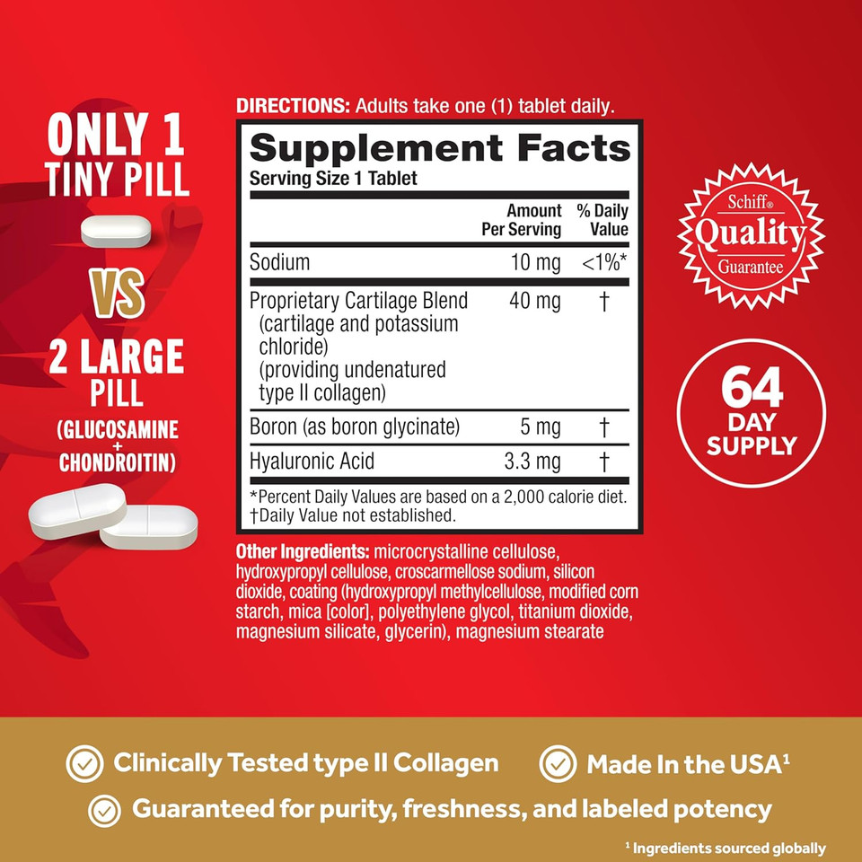 Move Free Ultra Triple Action Joint Support Supplement - Type Ii Collagen Boron & Hyaluronic Acid - Supports Joint Comfort, Cartiliage & Bones In 1 Tiny Pill Per Day, 30 Tablets (30 Servings)