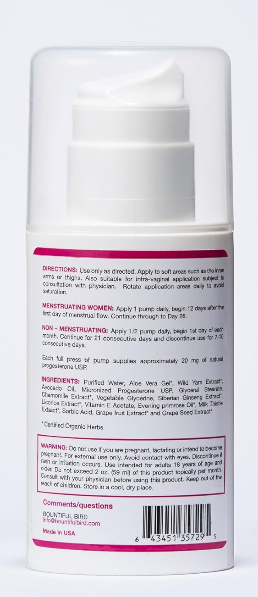 Organic Herbs Progesterone Cream, 3.5 Oz (100 G)
