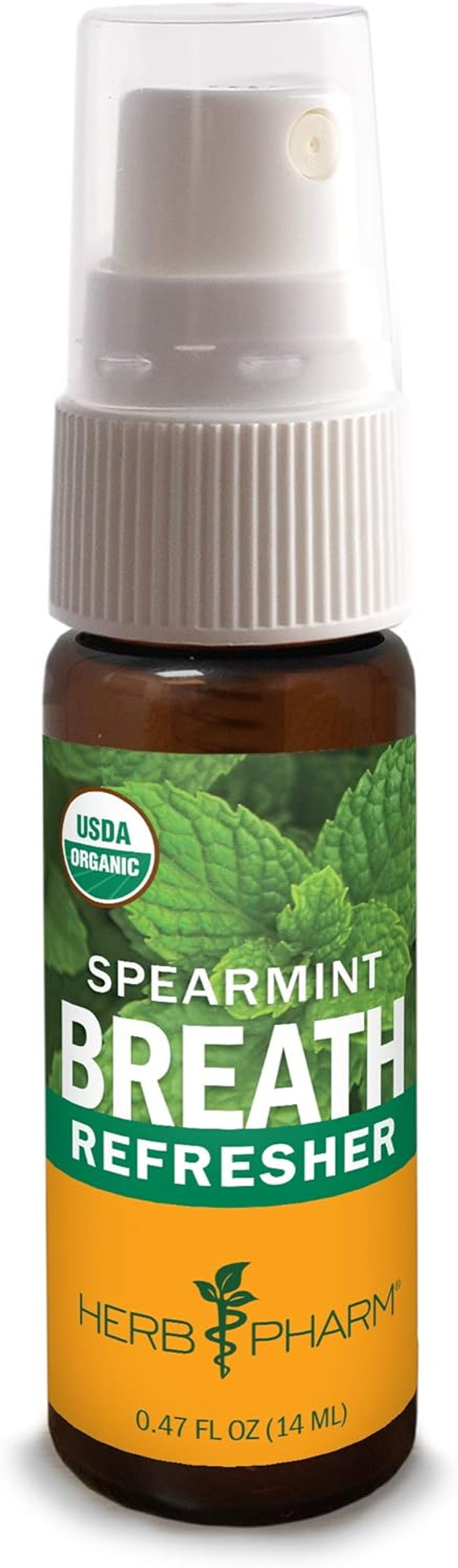 Herb Pharm Breath Refresher Certified Organic Herbal Fresh Breath Spray With Spearmint Essential Oil - 1/2 Ounce